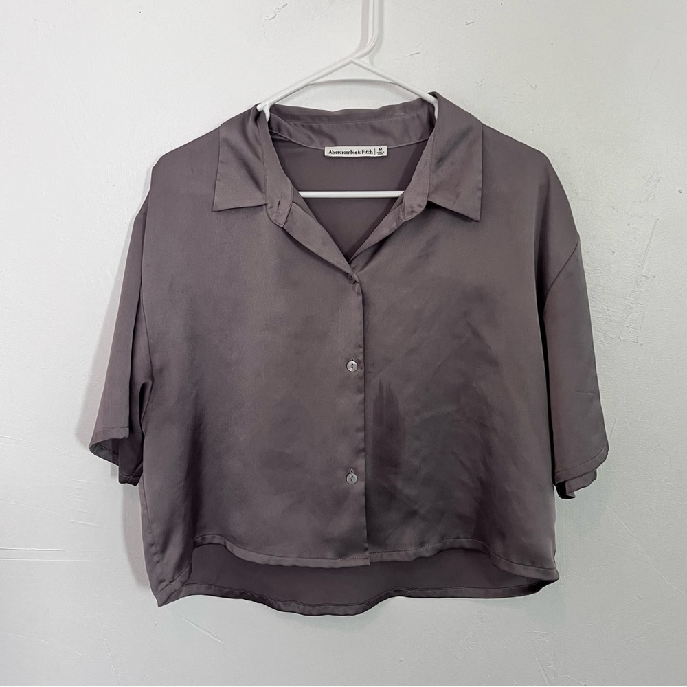 Abercrombie Cropped Satin Button Up